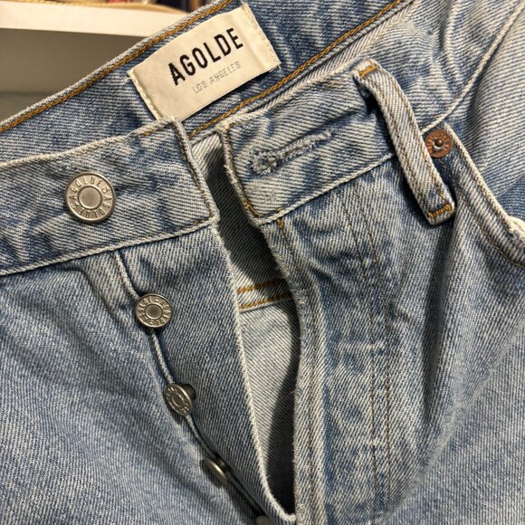 AGOLDE (Los Angelos) Straight Jeans in Light Wash Size 24 Distressed - Picture 2 of 14